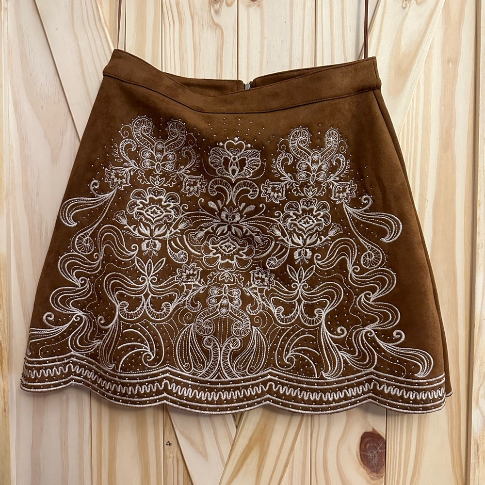 Faux Suede scalloped skirt